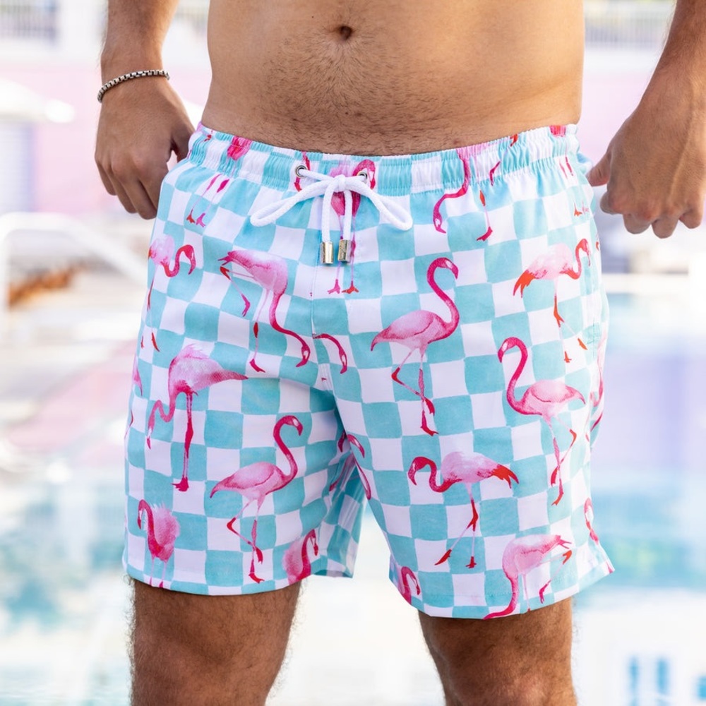 Kenny Flowers “The Hotel Flamingo” men's swim trunks in Medium. NWT